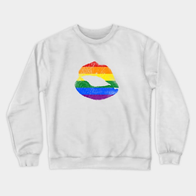 LGBT Rainbow Kiss Crewneck Sweatshirt by KazSells